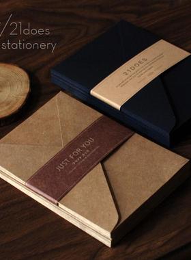 21does 欧式复古 黑色牛皮信封 简约无字 相片邀请函情书纸筒定制