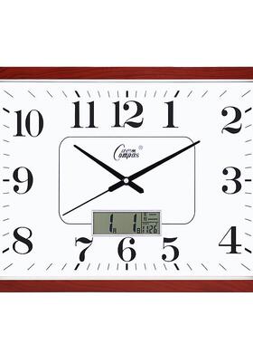 s228方形表静音办公挂表客厅挂钟简约日历时钟家用石英钟万