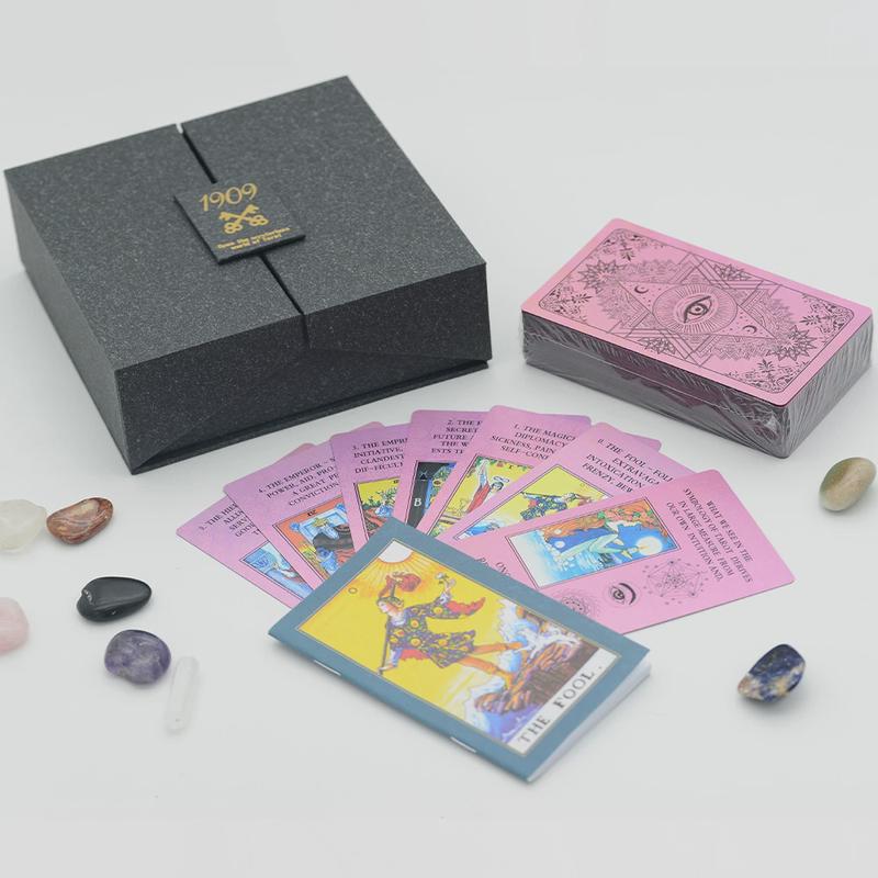 9月新款金箔塔罗牌石头套装tarot变色彩印塑料PVC带桌布六色可选
