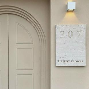 门牌东红洞石白洞石招牌广创意ins风天然大理石店铺装饰牌牌匾