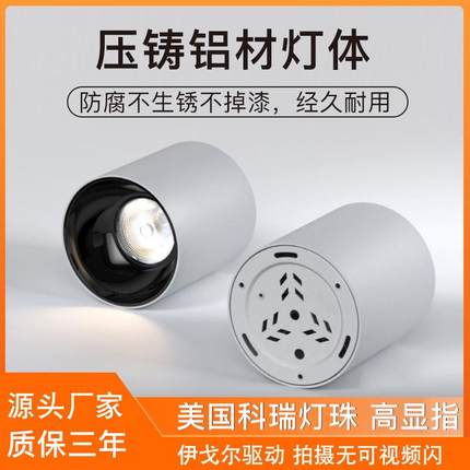 led明装防水筒灯户外室外店铺门头阳台露台酒店雨棚吸顶防雾射灯