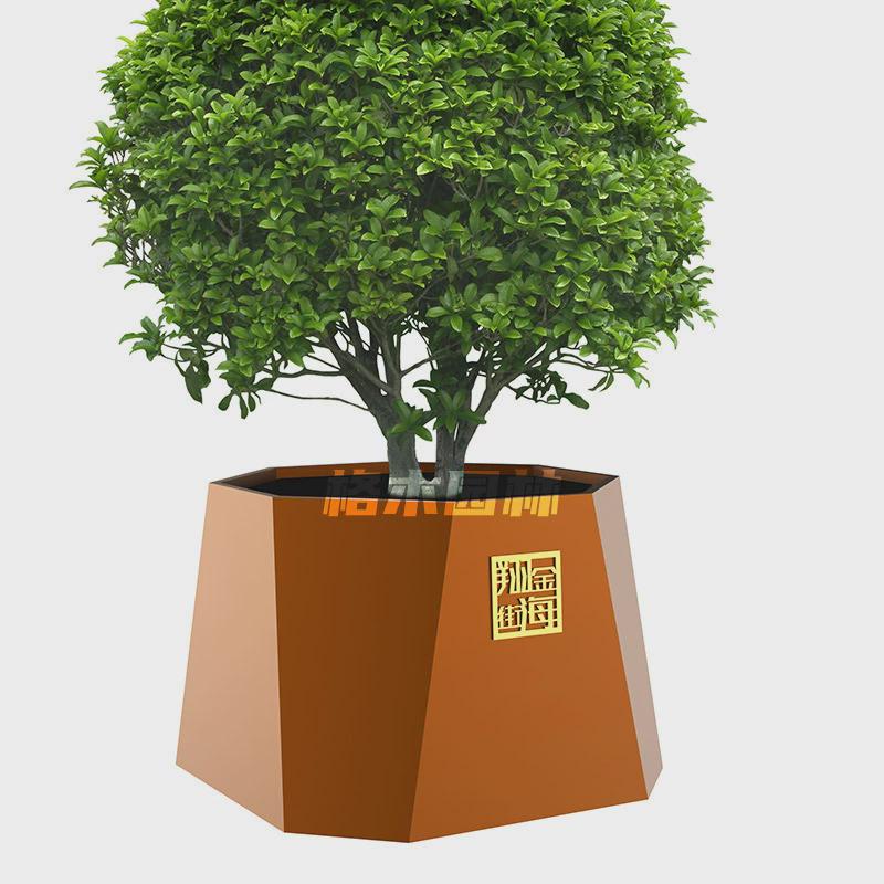 镀锌板不锈钢组合花箱镂空绿化带带logo广场公园小区街道花箱雕刻