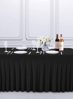 6ft弹力裙摆桌套户外婚庆桌白色spandex针织桌布装饰裙