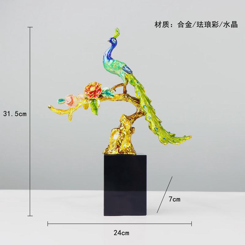 吉祥如意珐琅彩孔雀创意摆饰品客厅玄关酒柜电视柜摆件家居装饰品