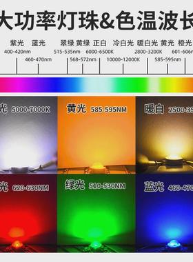 1w红外大功率led灯珠仿流明3w高亮白光红光蓝绿光uv灯珠led晶元