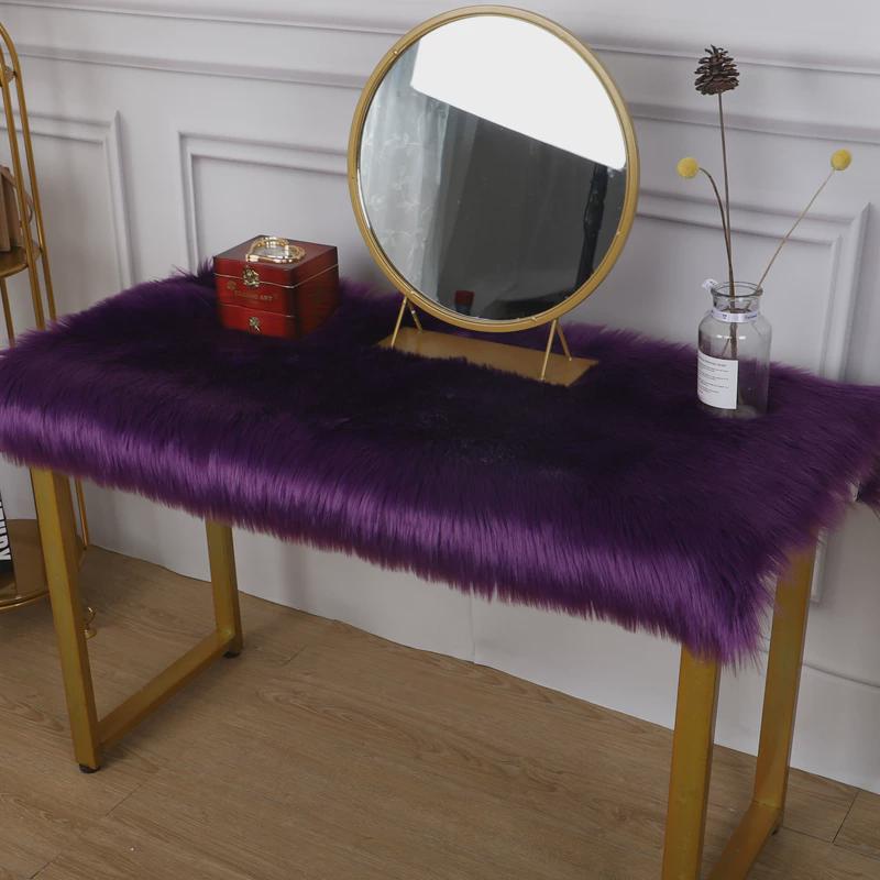 q683长毛绒梳妆台毛毛垫简羊毛美甲桌布化妆台桌面毯椅子垫现代仿