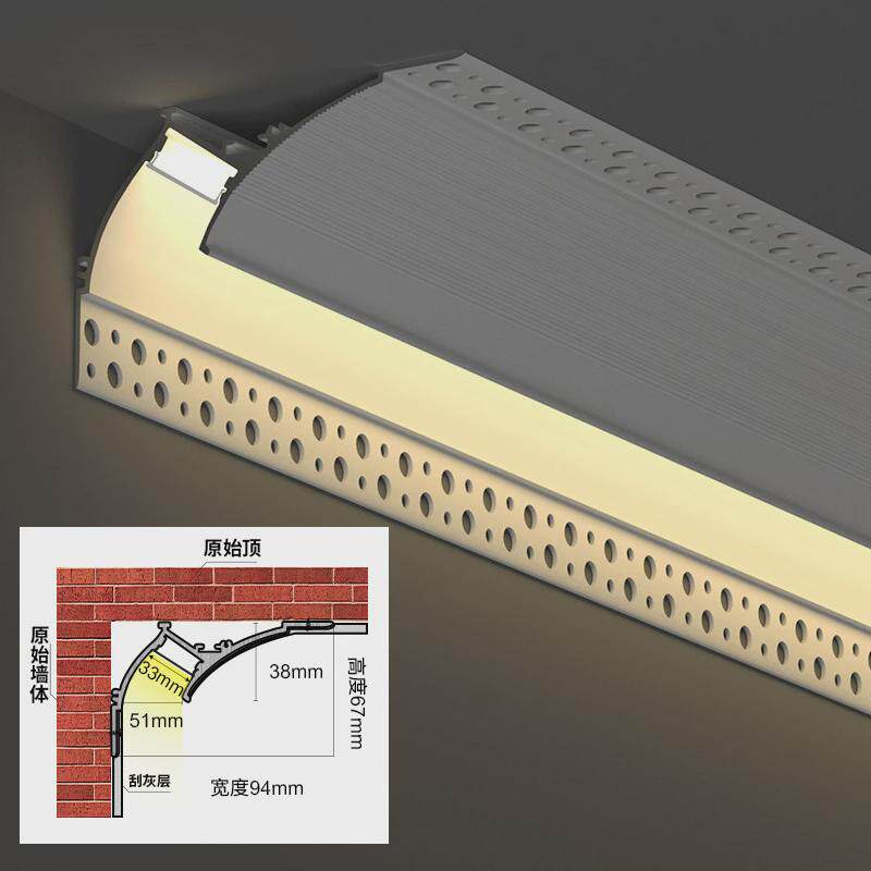 免吊顶洗墙灯led线性灯明装反光灯槽回光槽灯带免开槽石膏线顶角