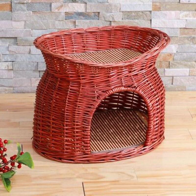 藤编猫窝四季通用全封闭式猫凉窝猫别墅猫屋猫笼猫窝夏季舍批发