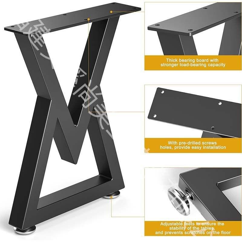 创意铁艺桌架铸铁小号V型三角餐桌腿金属桌子支架电脑吧台茶几脚