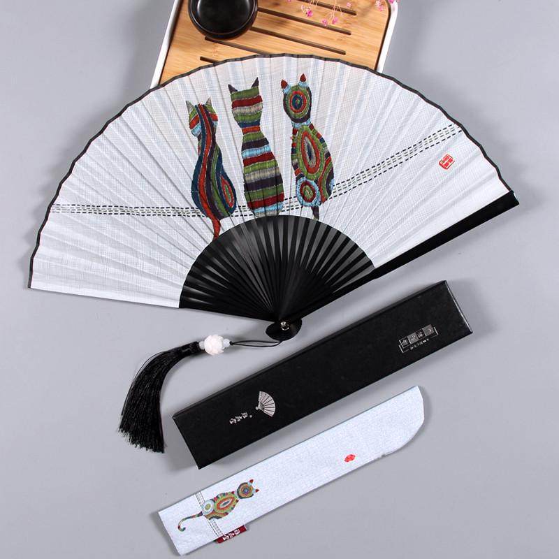 中国风猫咪扇子男士风小巧随身折扇女式折叠扇儿童古装扇夏季,居家日用,扇子,淘宝优惠券,粉丝福利购,淘宝优惠卷