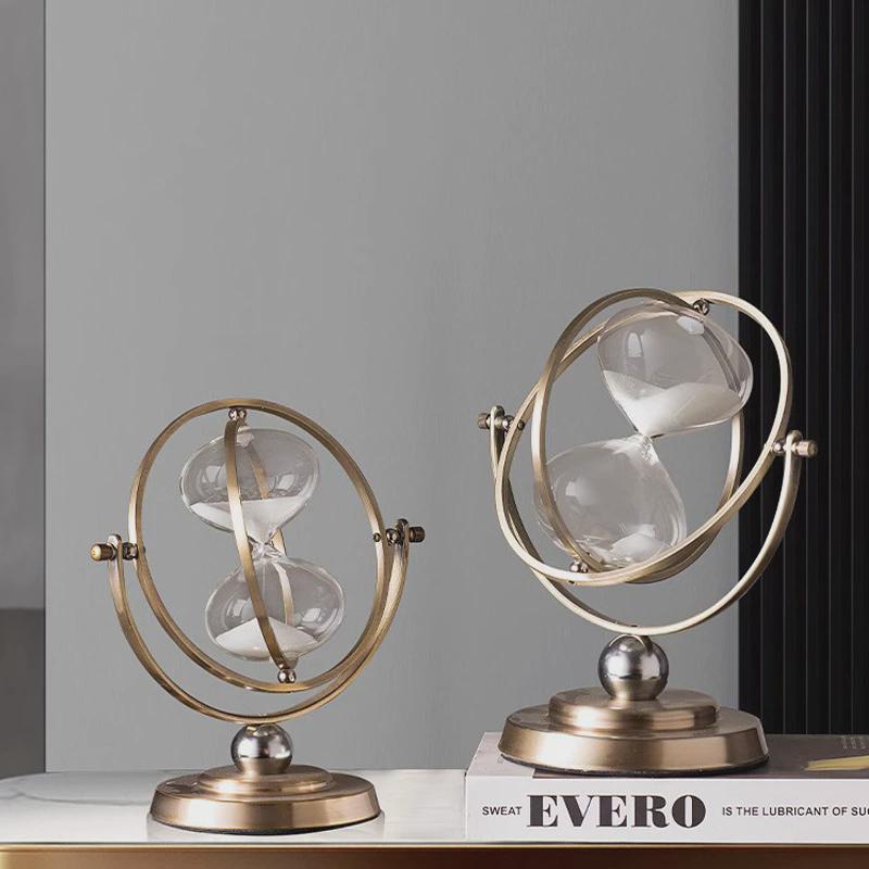 轻奢现代金属沙漏计时器创意办公室桌面摆件家居酒柜电视柜装饰品