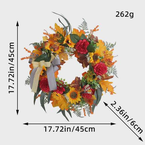 新品向日葵花环感恩节丰收节壁挂门家居装饰品秋季枫叶乡村挂
