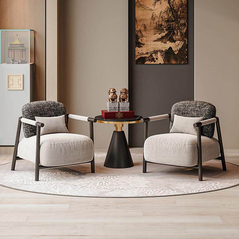 新中式单人休闲沙发椅设计师实木沙发椅茶室接待洽谈简约单人椅子