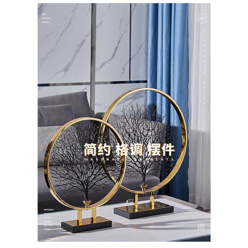 铁艺欧式几何办公场所装饰品海树摆件创意家居新中式金属摆设玄关