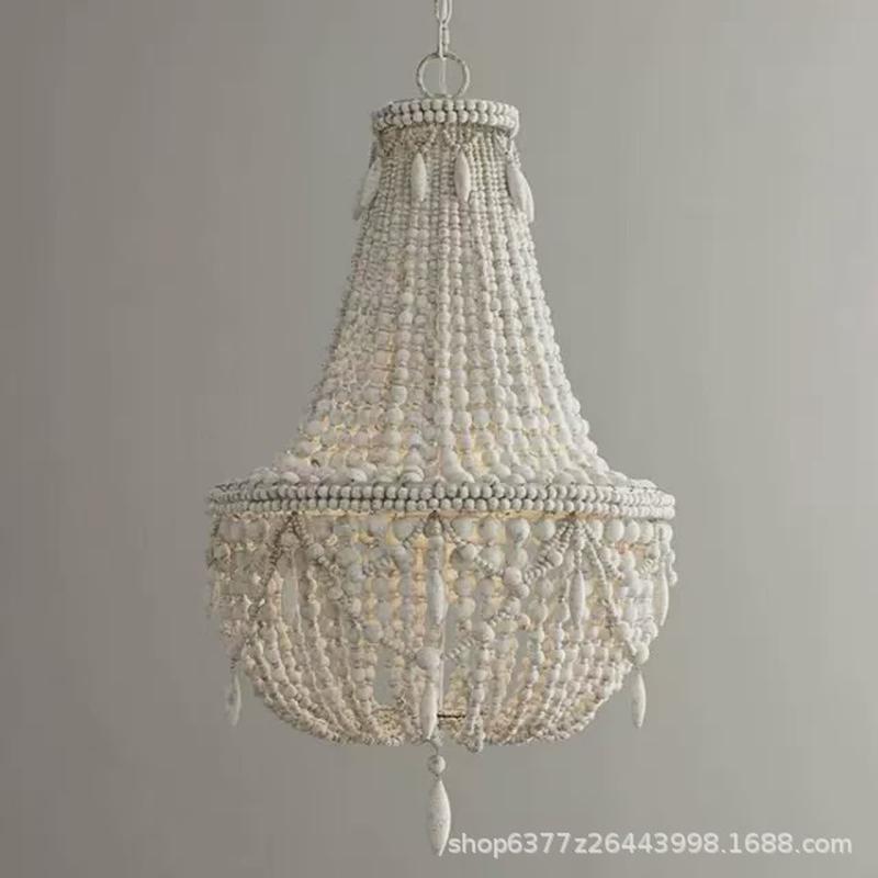 法式轻奢卧室吊灯客厅灯实木头装饰灯具儿童房公主美式餐厅灯复古