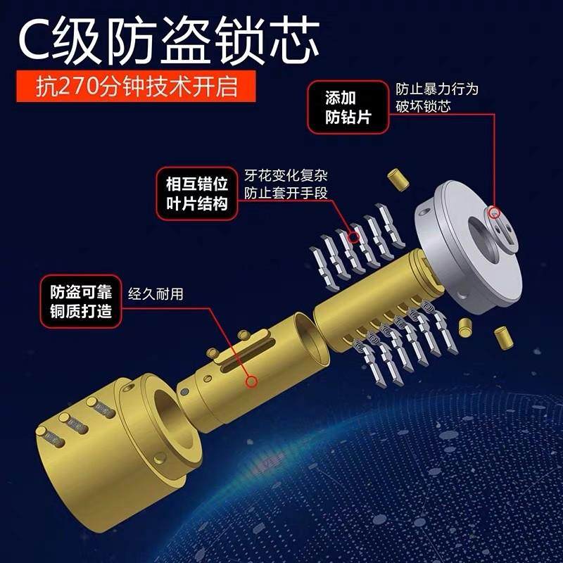 厂家直供不锈钢外装门锁叶片外装锁C级大门防盗锁室内木门锁