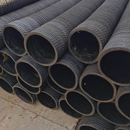 大口径黑夹布橡胶钢丝缠绕管负压吸水排水钢丝胶管波纹管耐磨