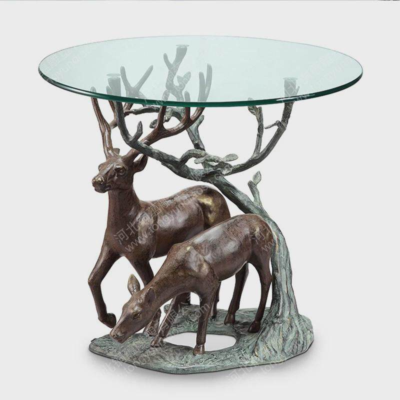 创意铜个性创意黄铜美人鱼桌子桌子设计师酒店小圆桌家用客厅茶几