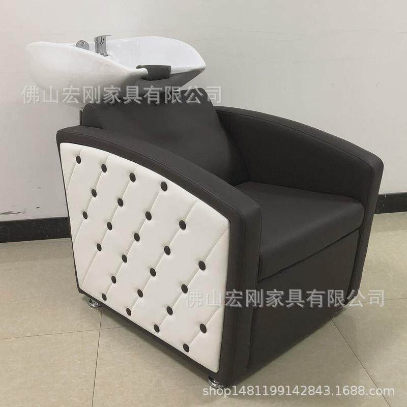 理发店小型洗头床坐式洗头发躺椅美发店发廊专用陶瓷盆深盆冲水床