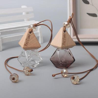 10ML透明咖啡色钻型瓶菱型汽车香水空瓶玻璃香薰精油分装车载挂件