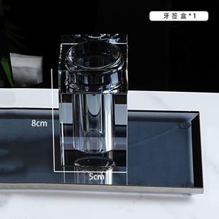 洗手漱口牙刷杯托盘套件情侣液压瓶香皂盒棉签盒 轻奢水晶洗漱套装