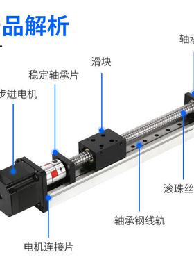 单线轨滚珠丝杆导轨直线模组电动滑轨丝杆数控精密十字滑台SGX