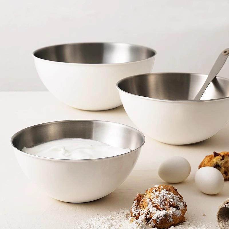 韩式刻度不锈钢白色沙拉碗搅拌碗厨房烘培盆打蛋盆料理沙拉盆大聚,家装主材,台上艺术碗盆,淘宝优惠券,粉丝福利购,淘宝优惠卷