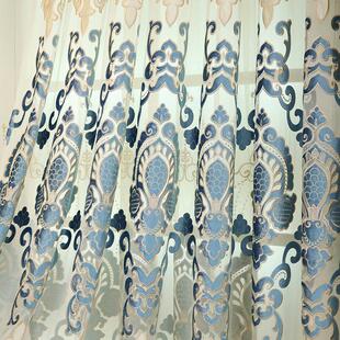 欧式 窗帘客厅成品豪华大气窗帘布纱帘绣花丽丝绒别墅落地窗定制