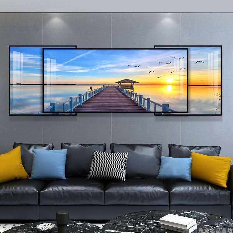 深圳大芬油画村叠加装饰画客厅沙发背景墙挂画大气现代简约高级感