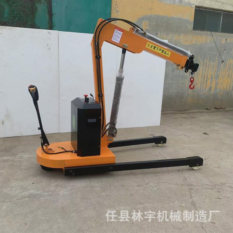 移动小吊机1吨全电动旋转升降机液压车载单臂提升机电动伸缩臂