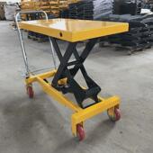 仓库尼龙pu物流台车剪脚踏移动式 升降机手动液压升降平台车