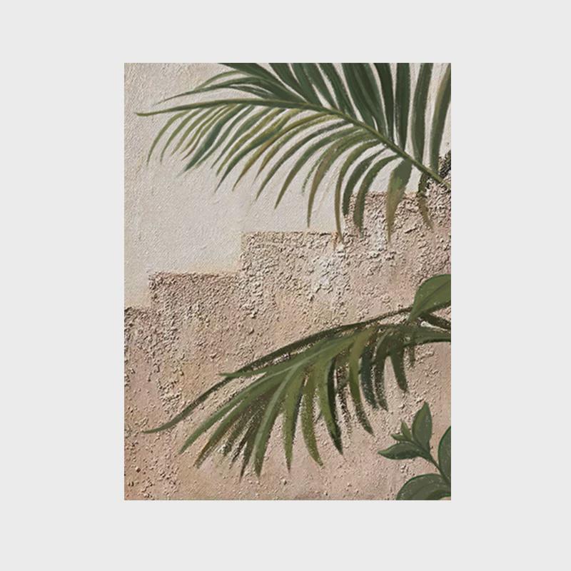 纯手绘丙烯肌理感油画极简侘寂风客厅装饰画绿植立体抽象玄关新品图片