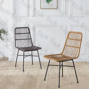 靠背椅子编椅子户外桌椅休闲餐椅露天藤椅黄藤阳台洽谈藤编椅