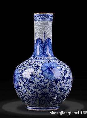 仿古手绘青花哥窑裂纹开陶瓷花瓶景德镇片梅瓶赏瓶玉春瓶天石榴瓶