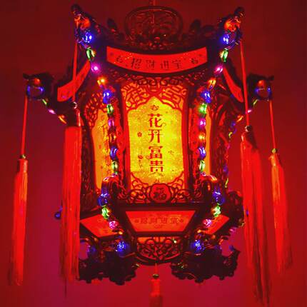 龙头仿古六角龙灯led旋转七彩吊灯中式灯笼阳台春节宫灯厂家