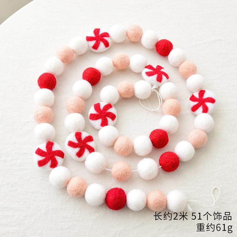 圣诞羊毛毡迷你圣诞树桌面摆件装饰羊毛球串圣诞花环场景diy