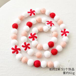 花环羊毛毡迷你圣诞树桌面摆件diy羊毛球串圣诞圣诞场景装饰