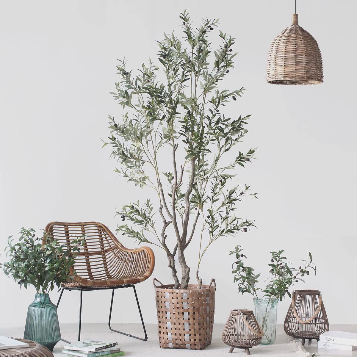 艺卉仿真绿植大型橄榄树盆栽植物假树盆景仿真树室内造景网红民宿