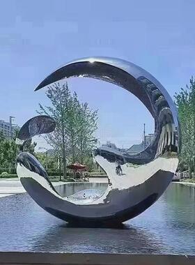 水景圆形雕塑雕塑水景防锈灯光圆形雕塑镂空抽像圆形不锈钢户外