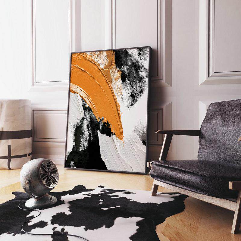 客厅装饰画水墨沙发背景画抽象艺术挂画轻奢餐厅壁画现代撞色