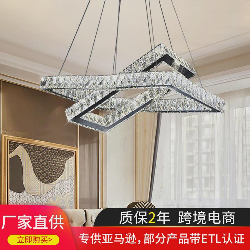不锈钢吊灯水晶吊灯后现代轻奢线切割创意吊灯别墅酒店个性餐厅