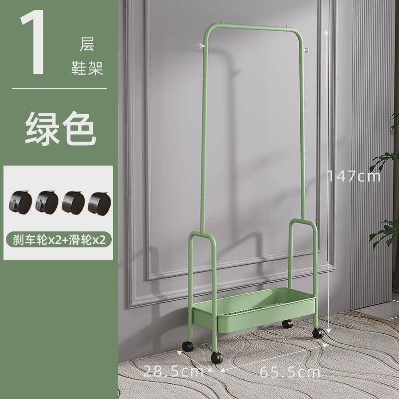 家用带轮北欧落地式衣帽架收纳架简易室内置物架阳台立式晾衣杆