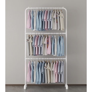 5n简易衣架阳台服装店双层升降衣帽架卧室白色落地式晾晒挂衣架杆