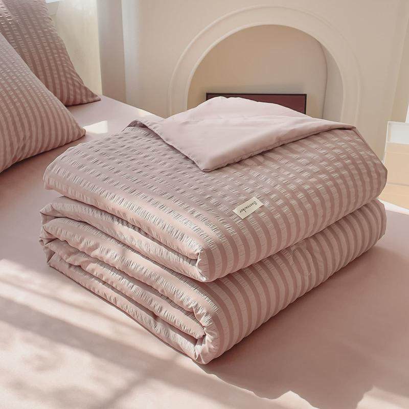 夏季泡泡纱夏凉被可机水洗棉大豆空调三四件套春秋单人薄夏被被子