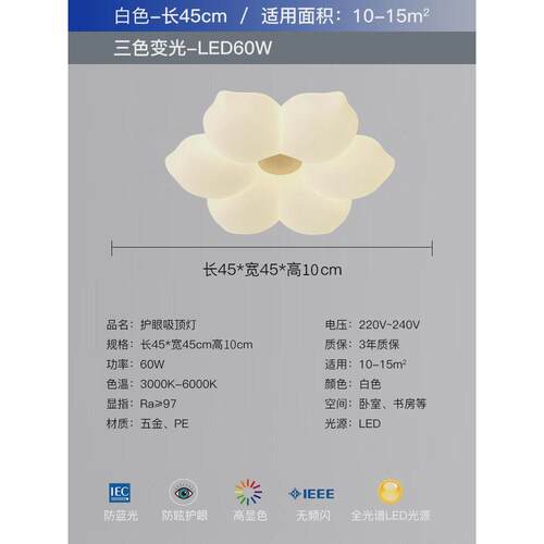 卧室吸顶灯网红花瓣奶油风儿童房灯家用温馨浪漫2023年新款房间灯
