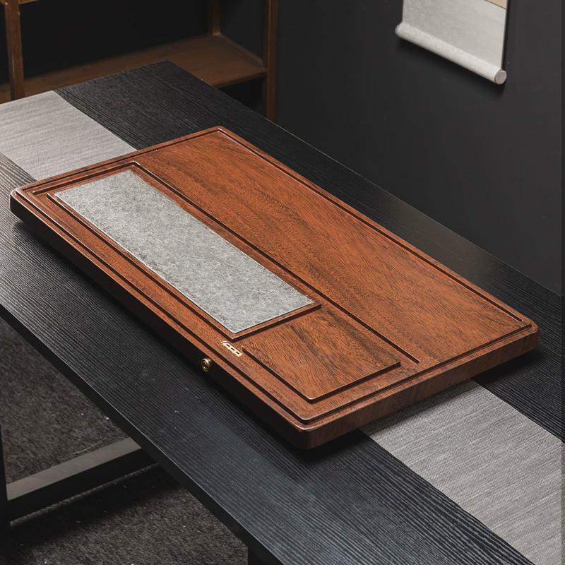 家用小型茶托盘乌金石实木排水式茶台办公室高档茶海2024新款全套
