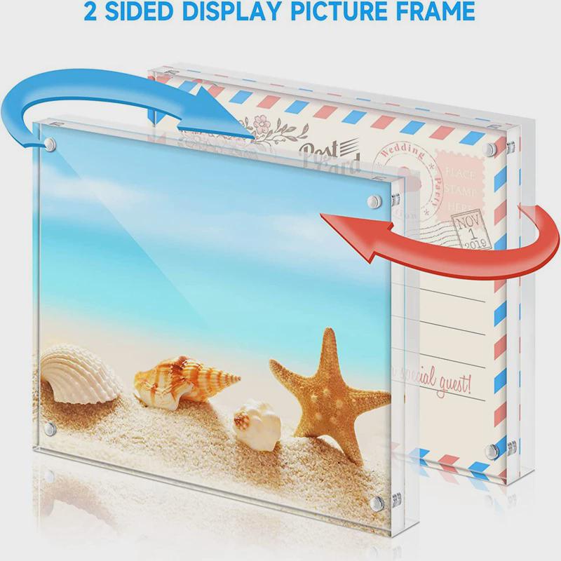 源头工厂透明亚克力相框强磁双面展示架亚克力桌牌可定制双面相框