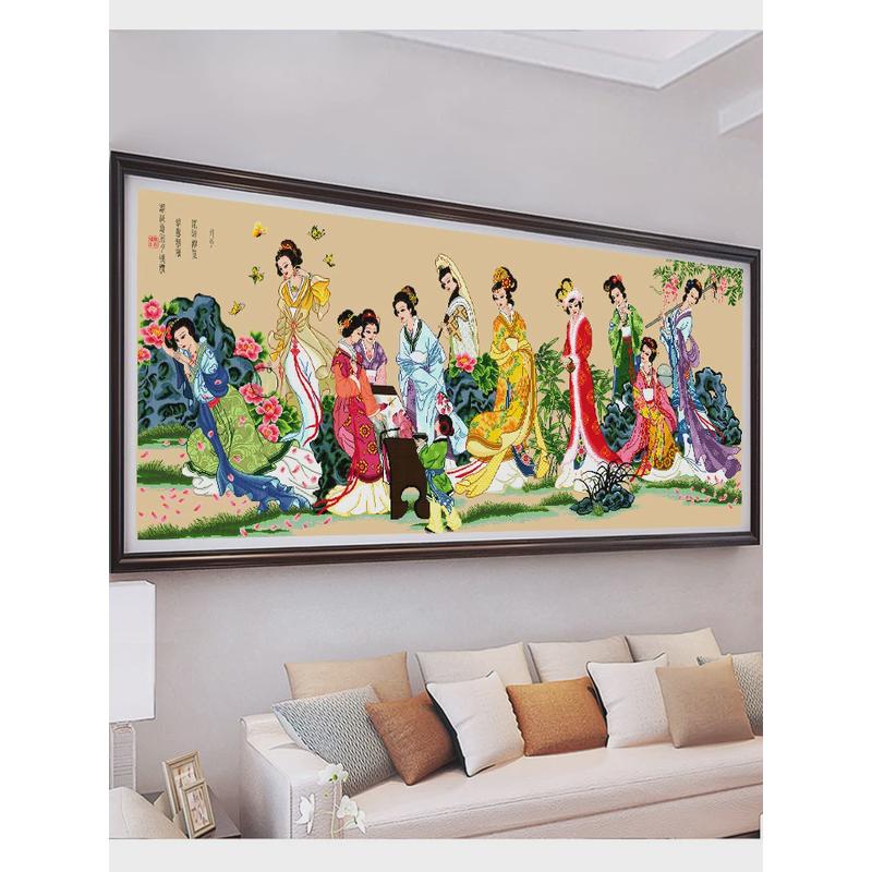 1VPR琴棋书画十字绣红楼梦十二金钗客厅大幅古代名画手工2023线绣