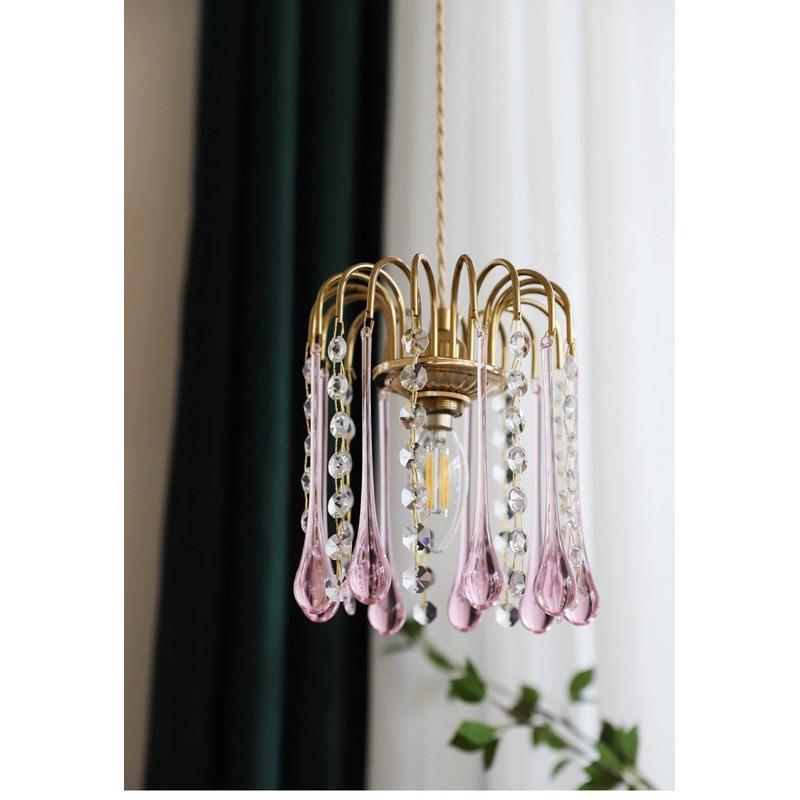 法式复古水滴鼻涕吊灯轻奢客厅浪漫餐厅床头玄关卧室灯琉璃水晶灯