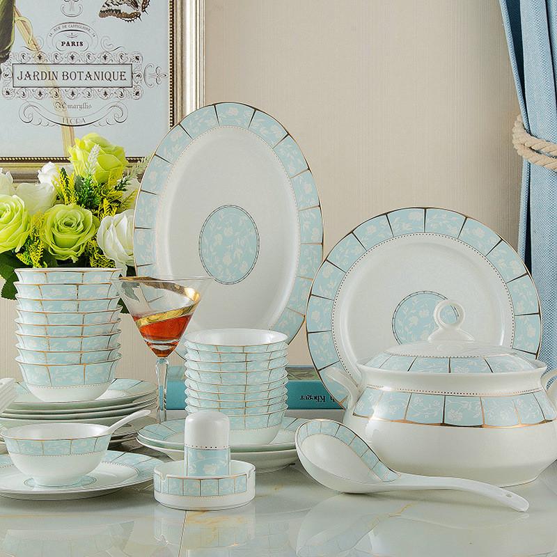 餐具套装碗盘家用景德镇陶瓷器骨瓷碗碟套装欧式送礼碗筷盘子组合